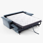 Ease sofa bed in Celestine, fully unfolded with its quilted sprung mattress on the steel fold-out frame.