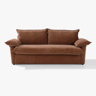 Front view of the Ease sofa bed in Bronze, showing two back cushions and cushioned arms.