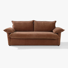 Front view of the Ease sofa bed in Bronze, showing two back cushions and cushioned arms.
