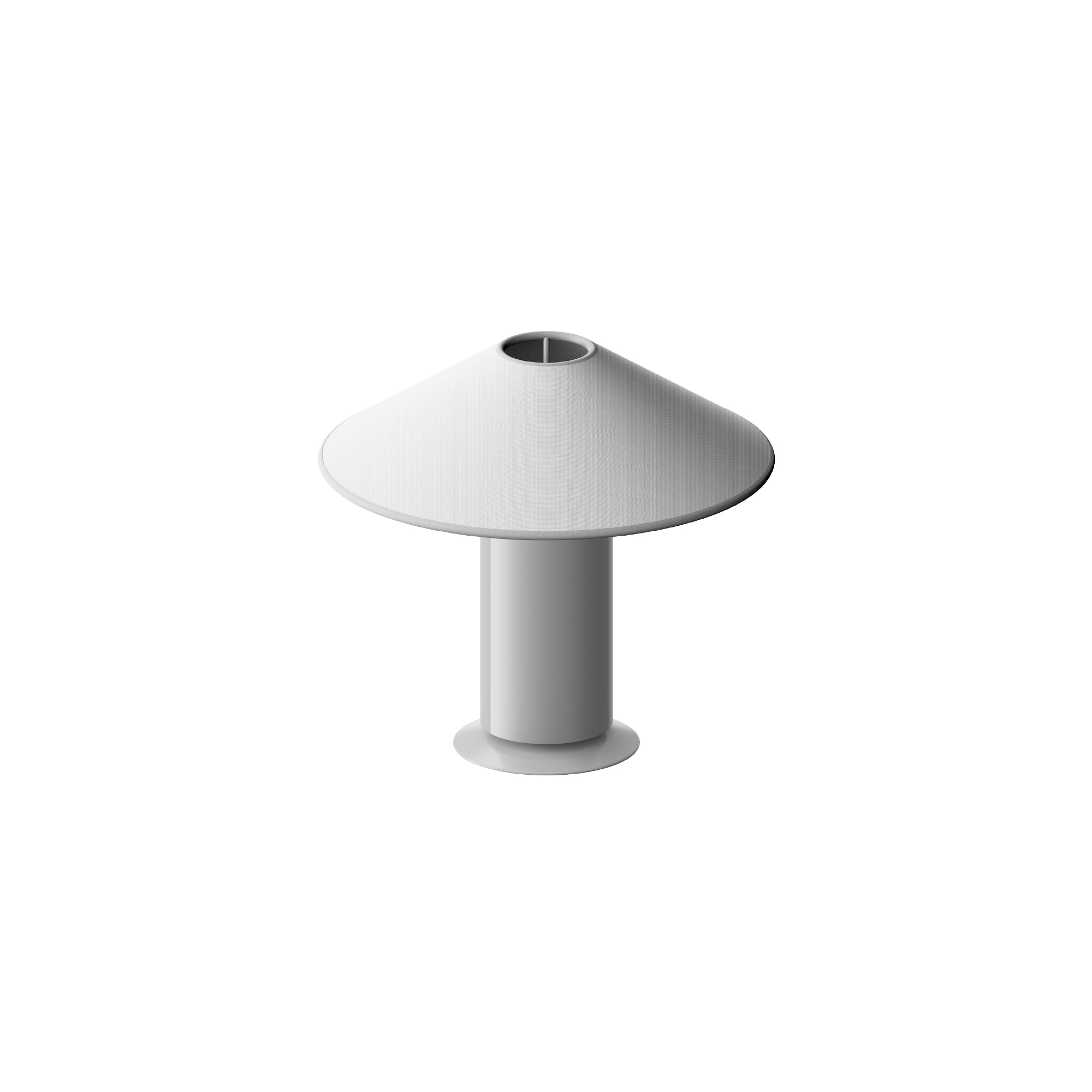 White lampshade, grey base on a white background