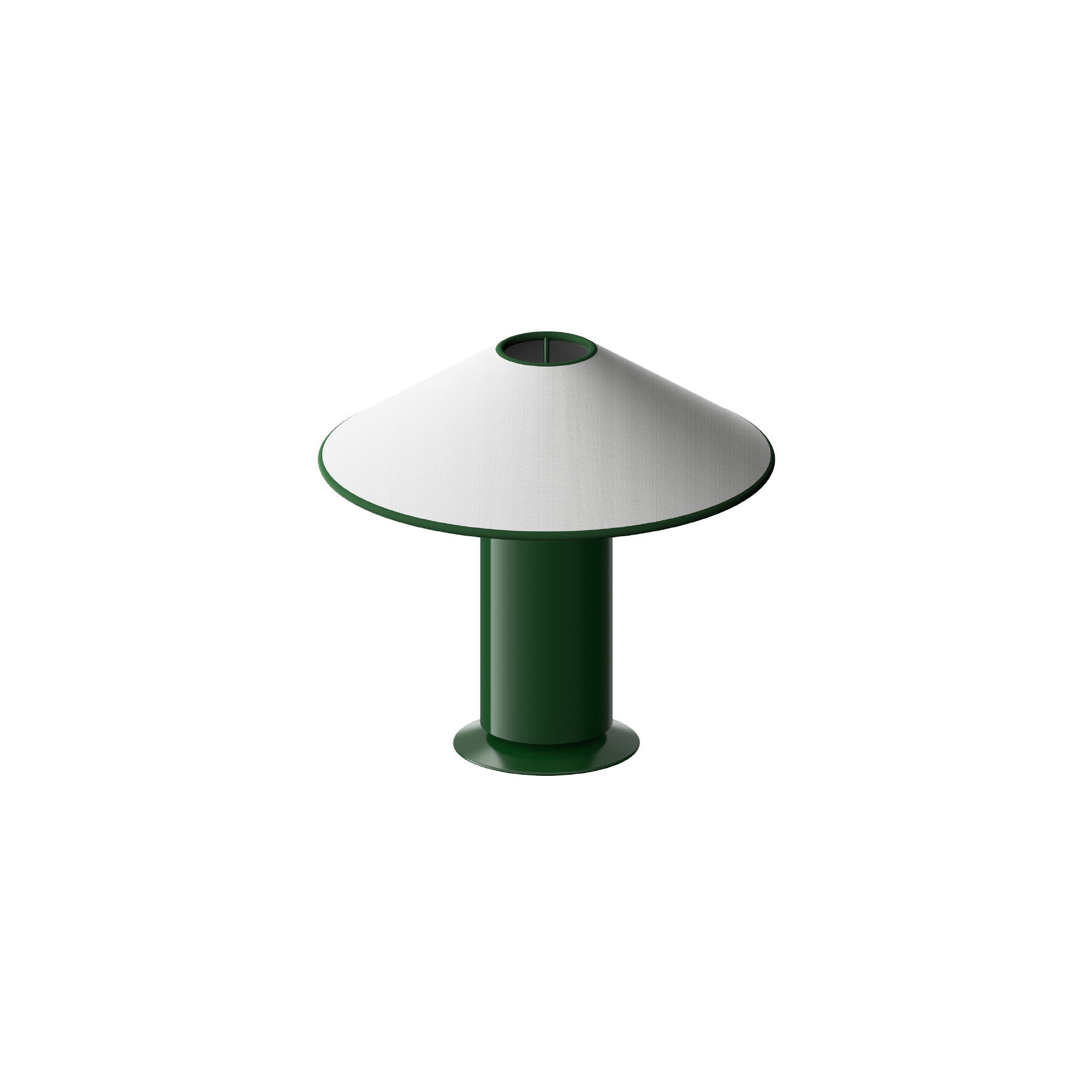 Dark green and white lamp on a white background