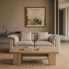 NOCTURNE two-piece sofa in Cobblestone Stripe upholstery in a warm neutral living room