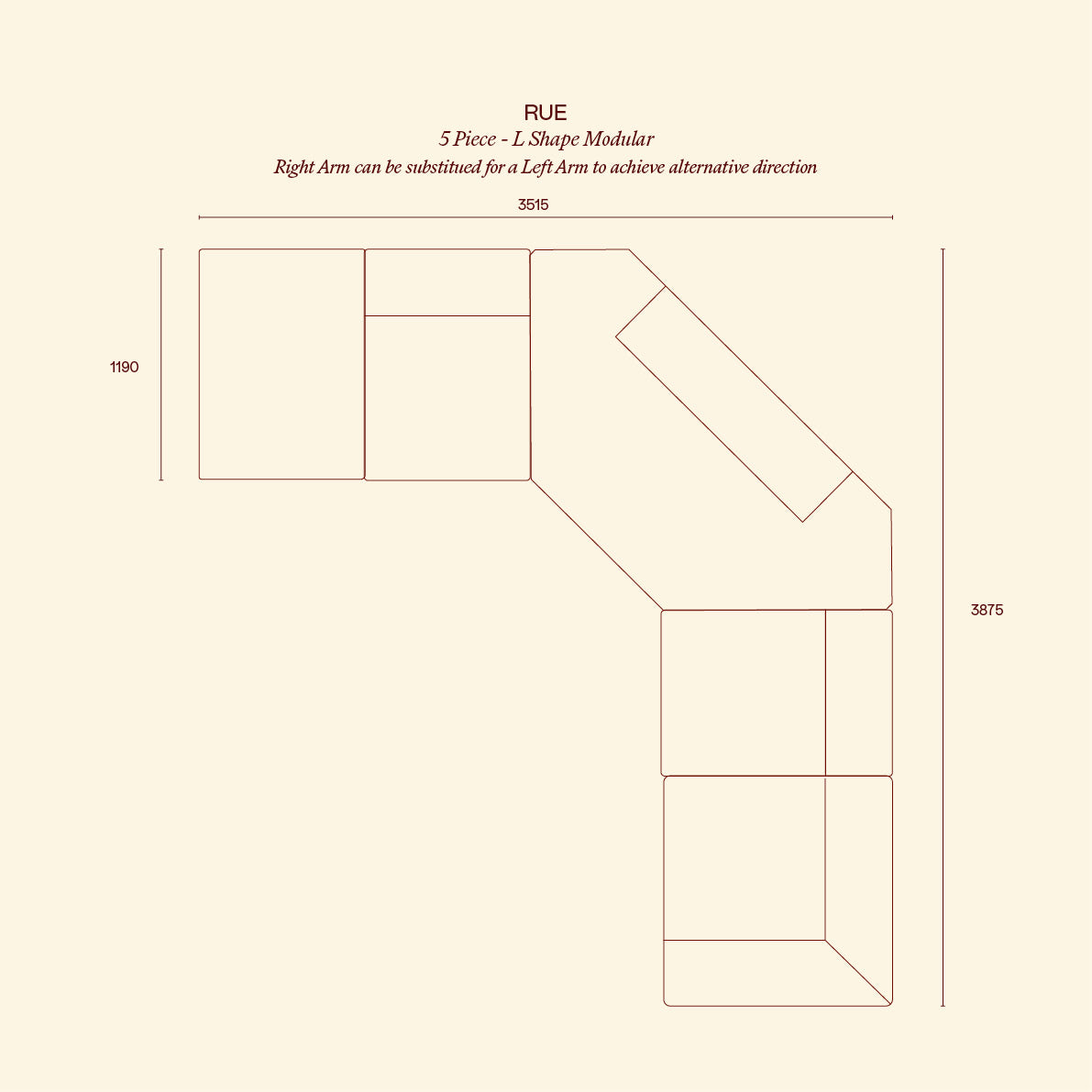 Rue L Shape Modular | 5 Piece