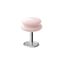 Peach/Pink coloured shade with a chrome metallic base on a white background