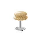Butter coloured swirl patterned shade with a chrome metallic base on a white background