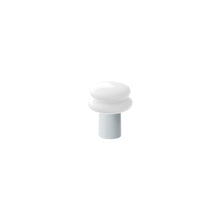 Portable lamp with a white shade and pale blue coloured base on a white background